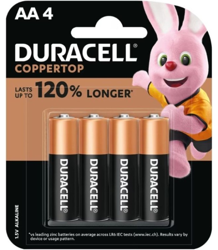 Duracell AA Alkaline Batteries (Copppertop) 4 Pack