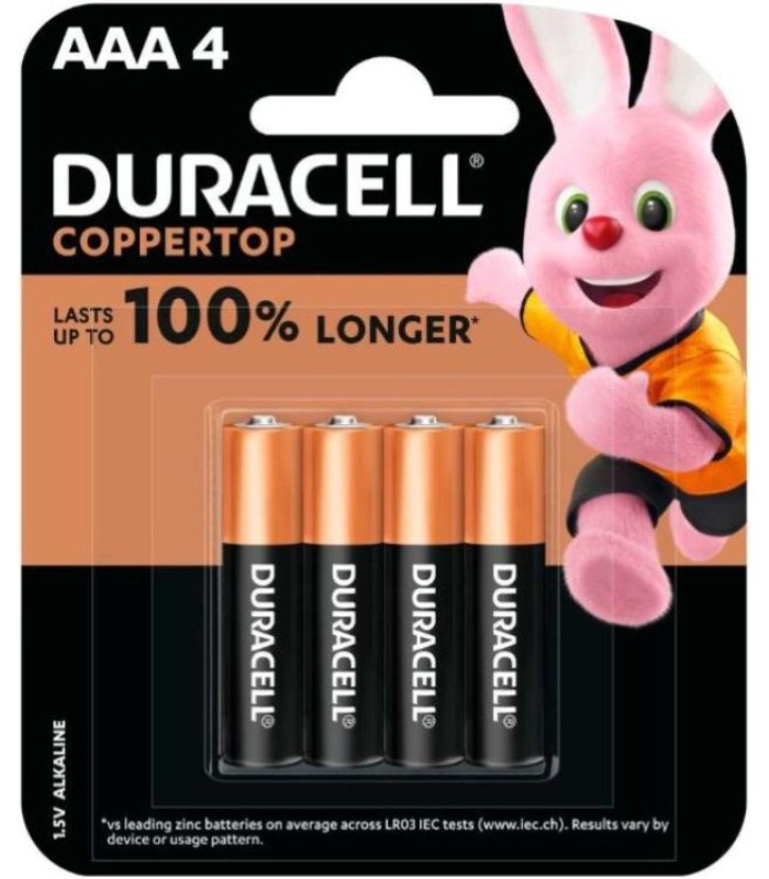 Duracell AAA Alkaline Batteries (Copppertop) 4 Pack